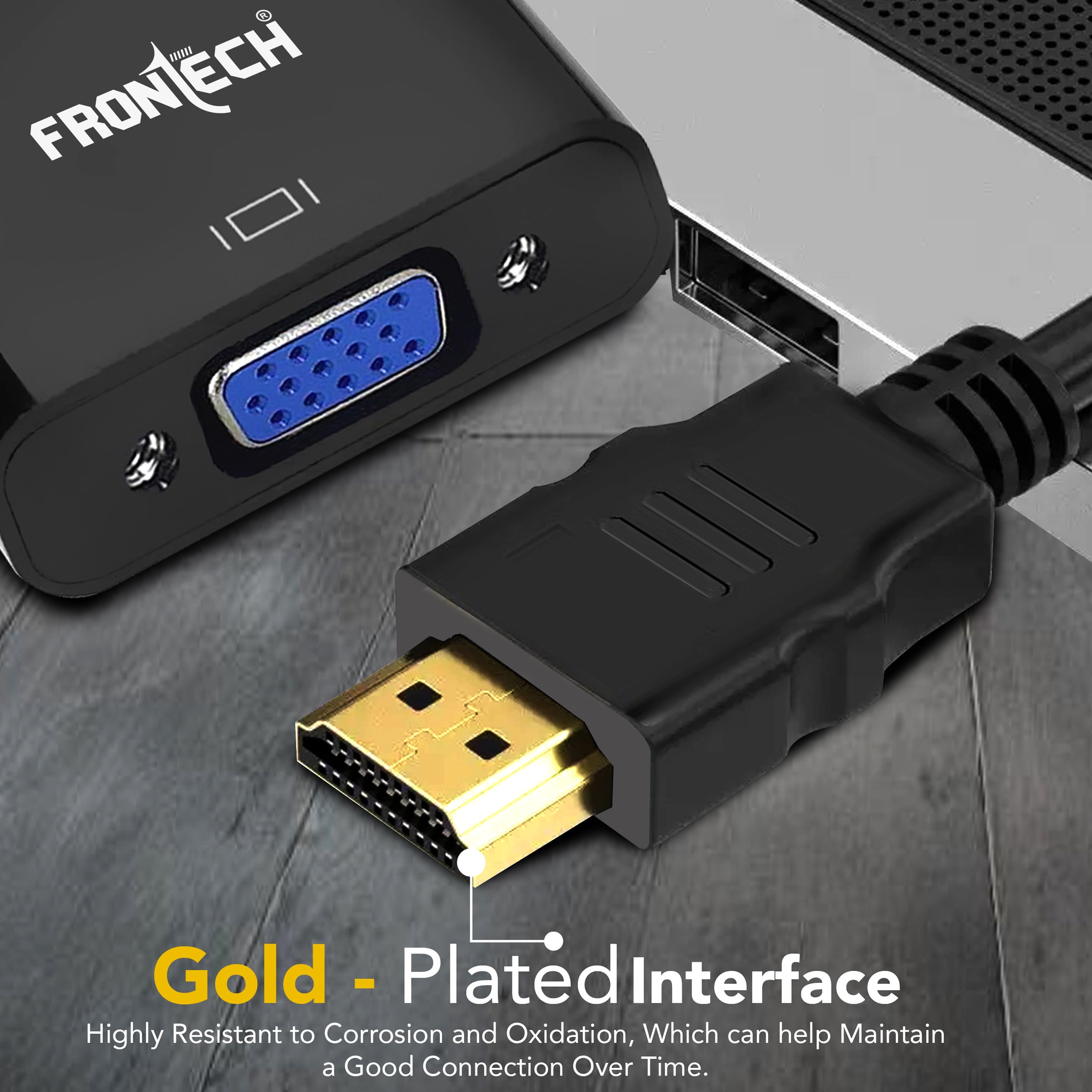 Frontech HDMI to VGA Adapter with Full HD 1080p Resolution, Gold Plated connectors, Plug Play Usage, Strong and Durable Build Quality.(NC-0037) Frontech HDMI to VGA Adapter with Full HD 1080p Resolution, Gold Plated connectors, Plug Play Usage, Strong and Durable Build Quality.(NC-0037)